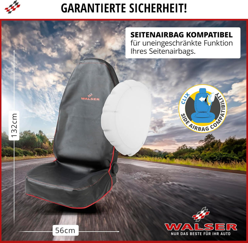 WALSER Auto Schonbezug Vordersitz Guardian, Qualitätssieger Sehr Gut* Sitzschoner Auto, 1 Stück Auto