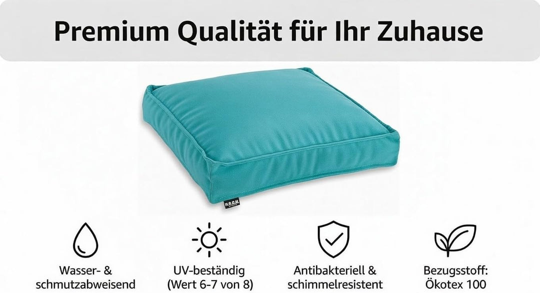 H.O.C.K. Sitzkissen Outdoor Stuhlkissen Classic Uni – UV-beständig, wasserabweisend, Fleckschutz – G