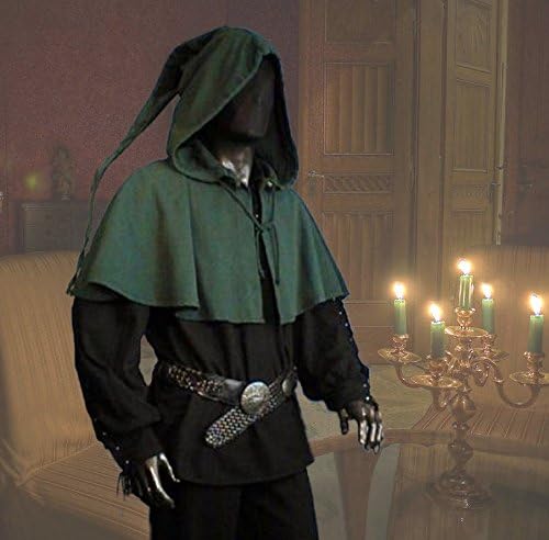 Dark Dreams Gothic Mittelalter LARP Gugel mit Zipfel Askell, Farbe:grün, Grösse:Freesize Einheitsgrö