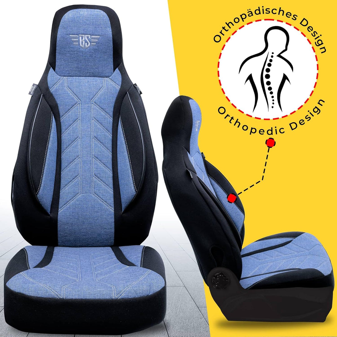 BREMER SITZBEZÜGE Mass Sitzbezüge Schonbezüge für Skoda Octavia 4 PLKT206 PLKT206 - Schwarz/Blau Oct