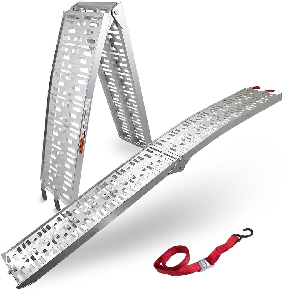 BITUXX® 1x Alu Rampe Motorradrampe Auffahrrampe Verladeschiene Verladerampe Auffahrschiene 340kg 2,2