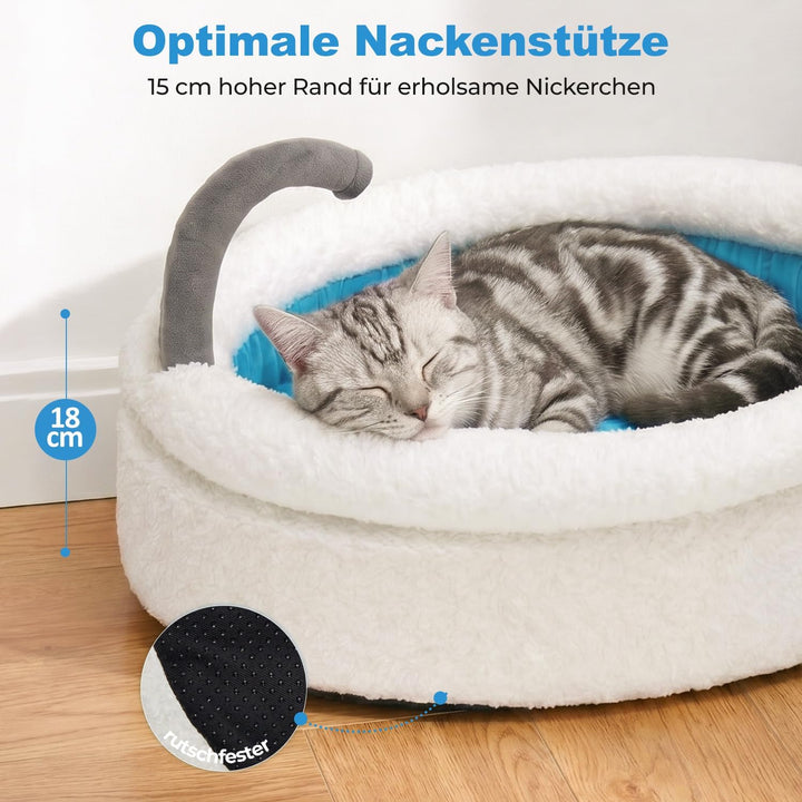 Katzenbett Katzenkissen, Hundebett Kleine Hunde, 58x40x18cm | Badewanne-Korb mit Hohem Rand, Flausch