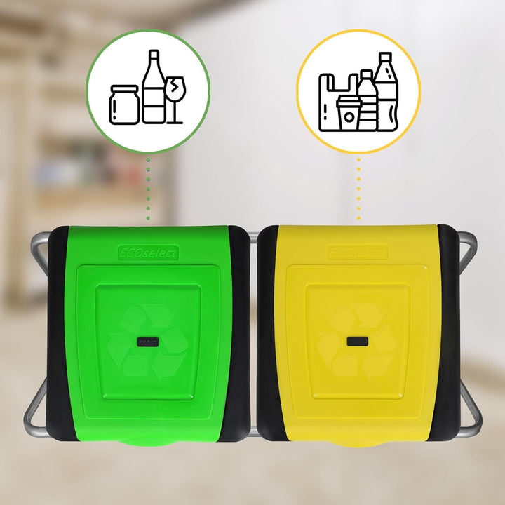KOTARBAU® Müllsackständer Doppelt Müllbehälter 33 x 77 x 85 cm Grüner Gelber Sack Ständer Metall Pla