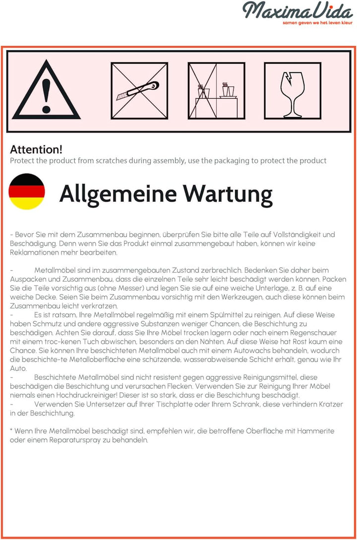 MaximaVida metalen salontafel Frame Set Chicago - 58 cm en 45 cm 56,5 x 56,5 x 45 / 43,5 x 43,5 x 38