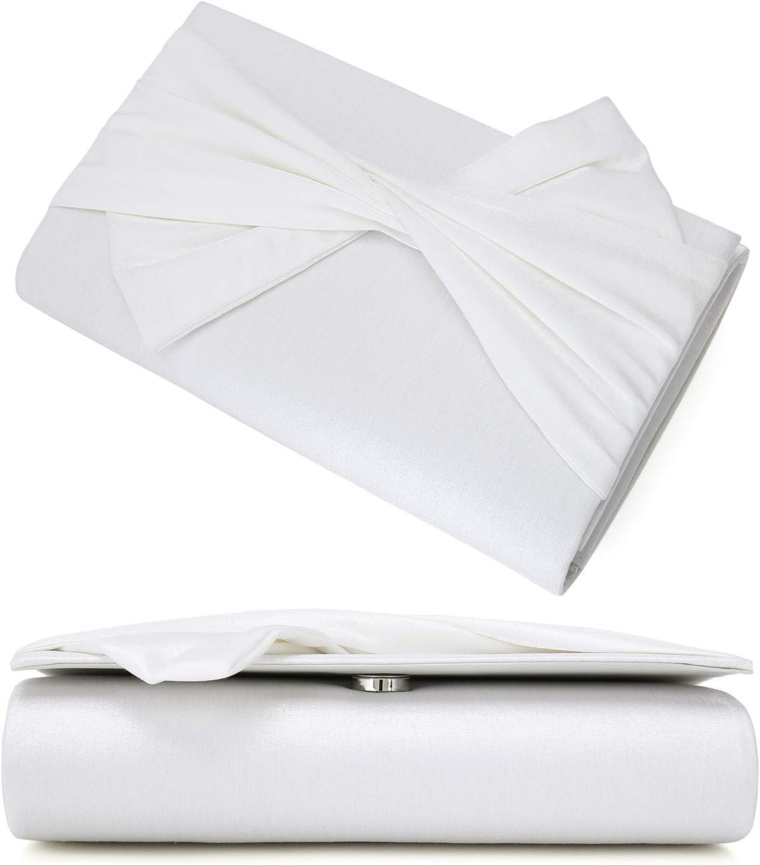 IXEBELLA Satin Abendtasche Schleife Klappe Clutch Geldbörse für Frauen Formale Party/Abschlussball/H