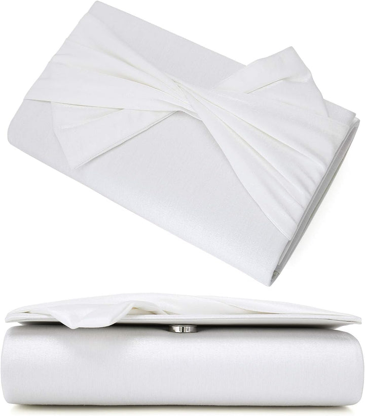 IXEBELLA Satin Abendtasche Schleife Klappe Clutch Geldbörse für Frauen Formale Party/Abschlussball/H