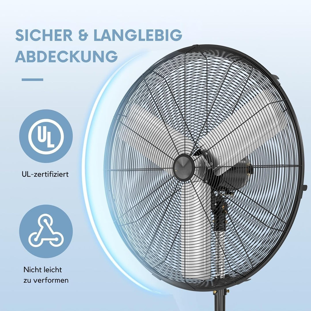 LEADZM Industrieventilator 80cm 14000m³/h 80° Oszillation | Höhenverstellbar, 3 Stufen starker Lufts