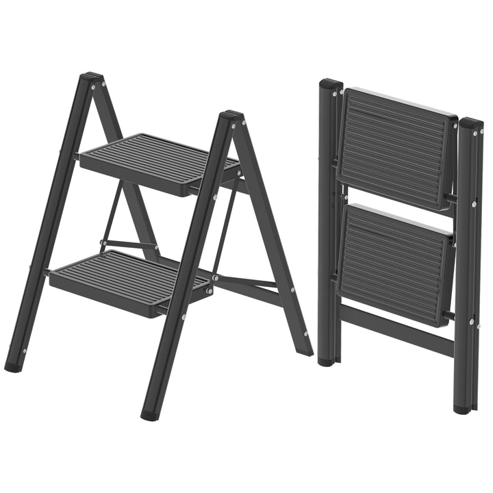 DIAMONDFORGE 2-stufige Leiter, zusammenklappbarer Tritthocker mit rutschfestem breitem Pedal, rutsch