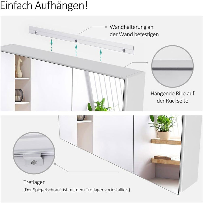 EMKE Spiegelschrank Bad, Badezimmer Spiegelschrank mit Spiegel, 85x65cm Badschrank Wandschrank mit h