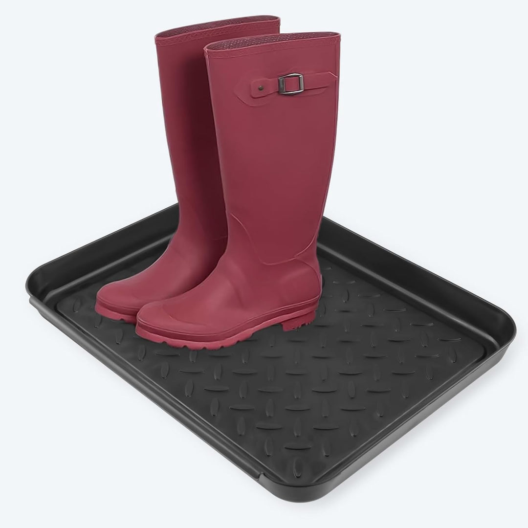 6 Stück Kunststoffe Schuhabtropfschalen, 35 x 27.5 x 3 cm Schwarz Schuhablage, Multifunktional Schuh
