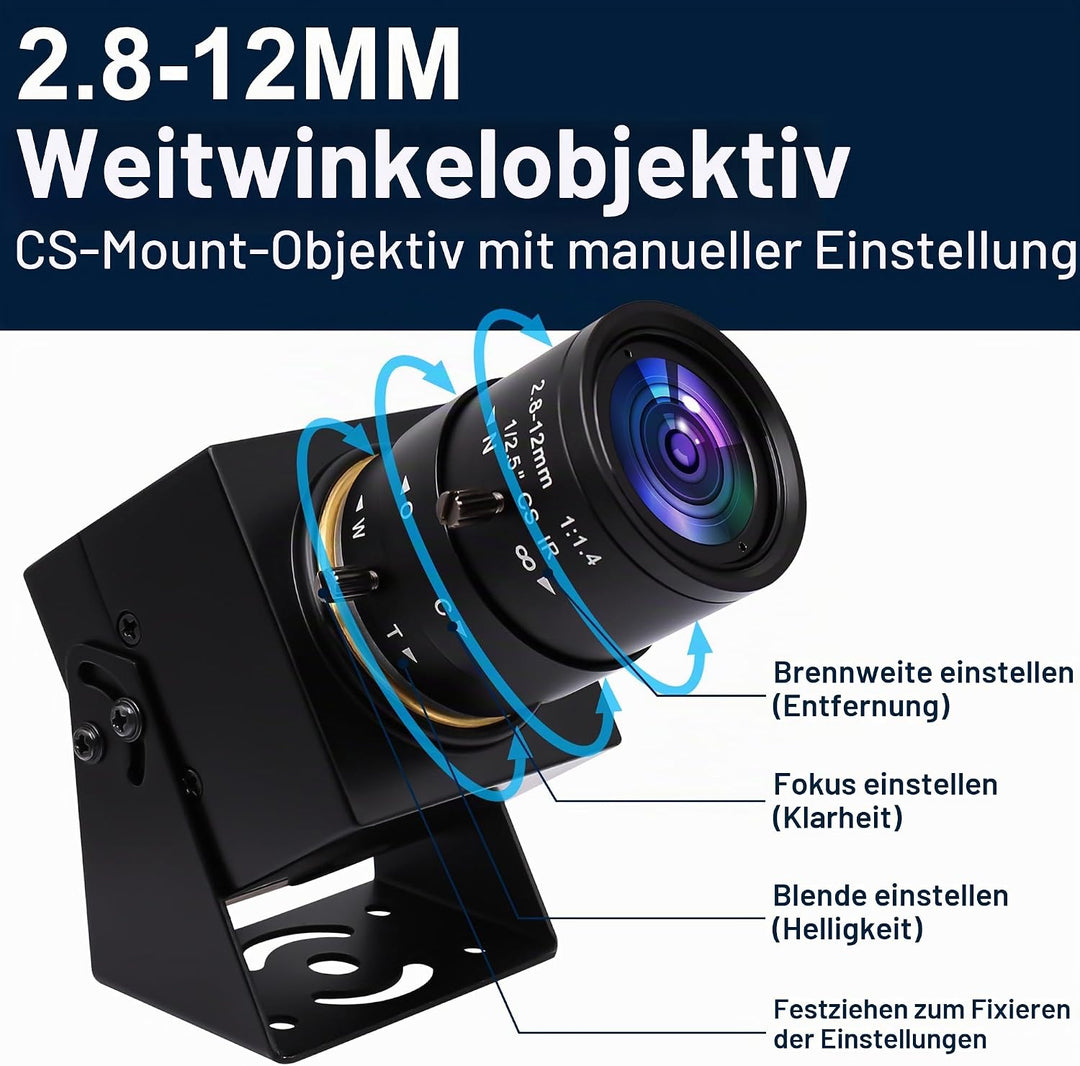 Svpro 1080P USB-Kamera mit 2,8–12 mm optischem Zoomobjektiv, IMX323-Sensor, H.264-Low-Light-Kamera,