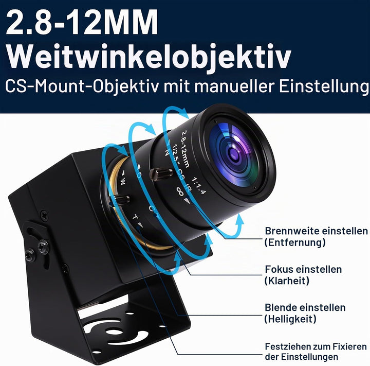 Svpro 1080P USB-Kamera mit 2,8–12 mm optischem Zoomobjektiv, IMX323-Sensor, H.264-Low-Light-Kamera,