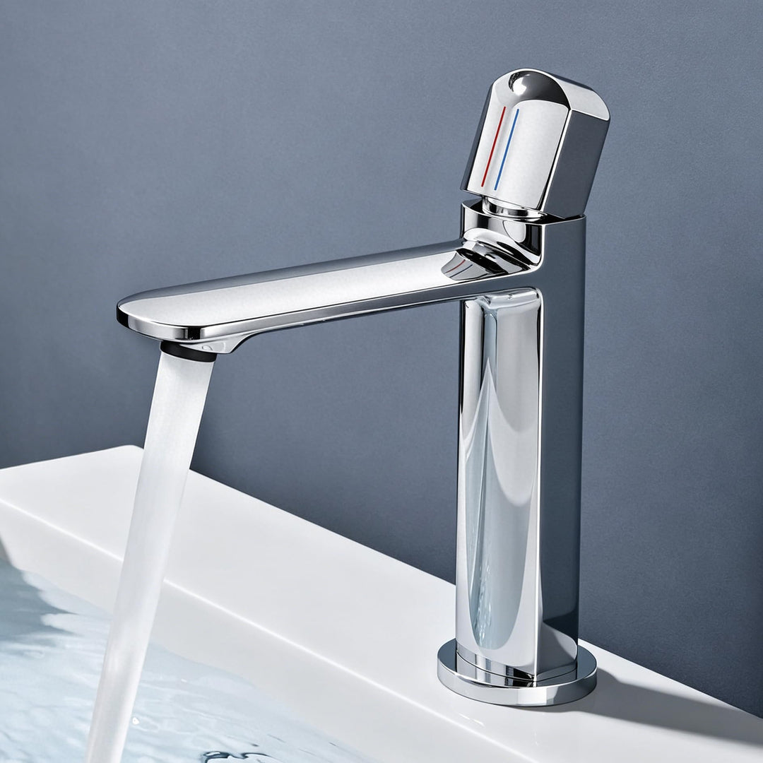 doporro Wasserhahn Bad, Waschtischarmatur mit Auslaufhöhe 131 mm, Vollmessing-Körper, Mischbatterie