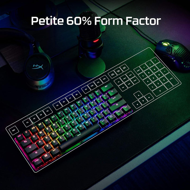 HyperX Alloy Origins 60 - Mechanische Gaming-Tastatur, Ultrakompakter 60% Formfaktor, HyperX Red Swi