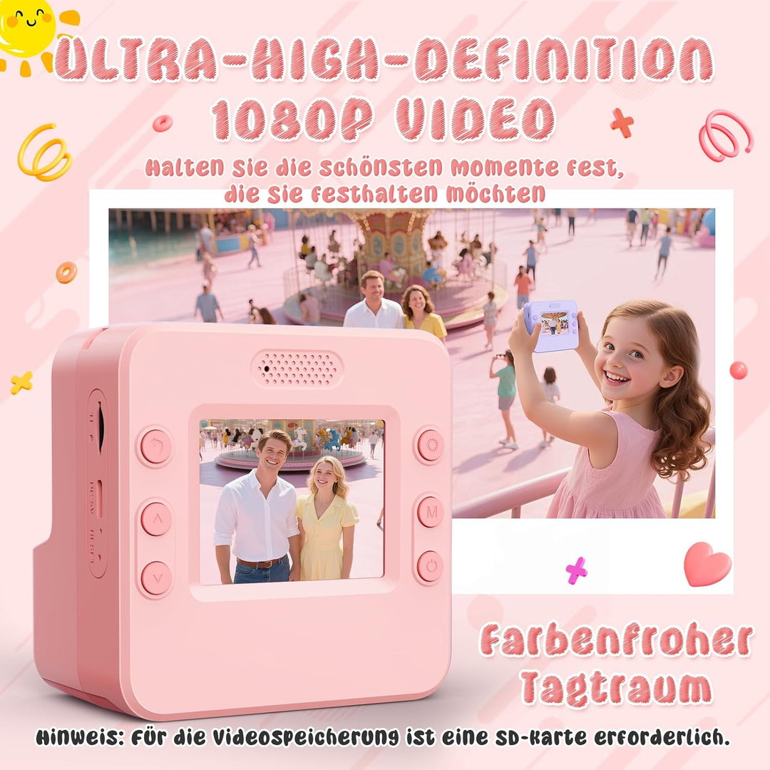 Sofortbildkamera Kinder Kamera,2.4" HD Bildschirm Kinderkamera mit 32GB Spielzeug ab 3 4 5 6 Jahren