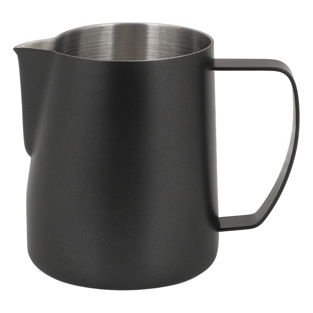 Milchaufschäumbecher aus Edelstahl, 700 Ml, Langlebiger Dampfkrug für Latte-Art-Enthusiasten (BLACK)