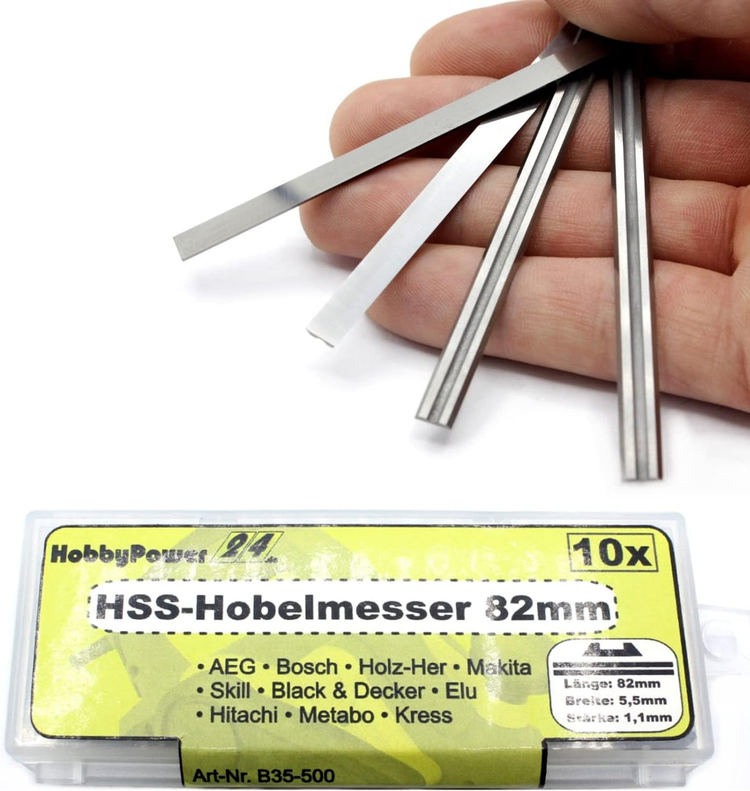 10 Stück HSS Wendemesser/Hobelmesser Messer 82mm für Bosch Elektrohobel Hobel PHO 20-82 / PHO 100 /