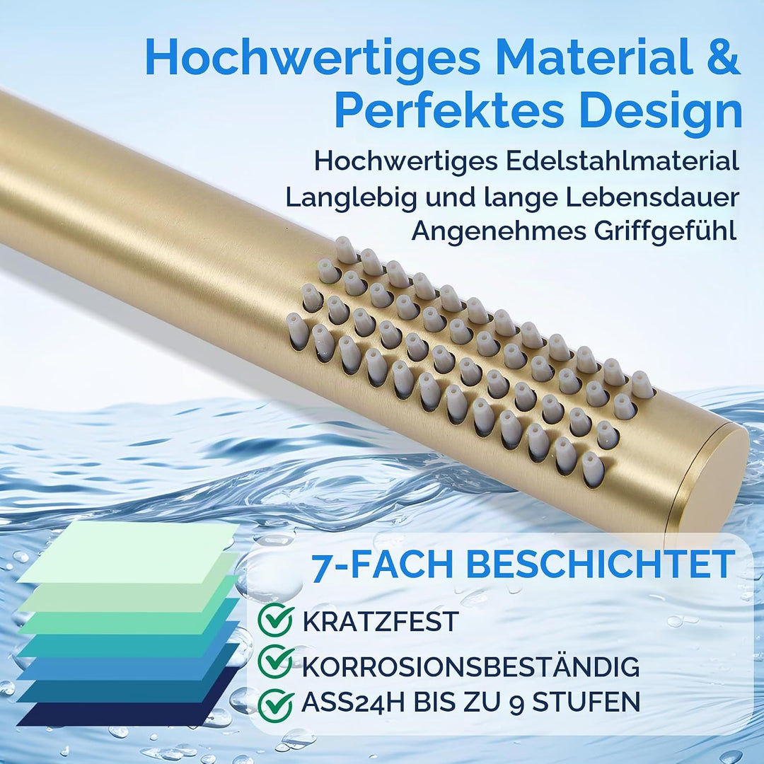 Handbrause Wassersparende Duschkopf aus Edelstahl 304 mit 48 Anti-Kalk Düsen Einfache Strahleinstell