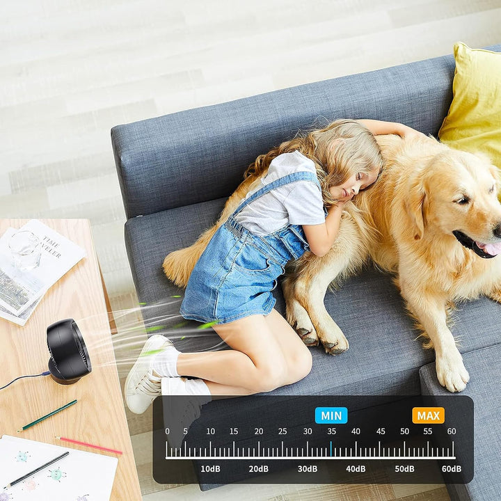 Tischventilator Schwarz - Tischventilator sehr Leise mit 2 Geschwindigkeiten USB Ventilator Wiederau
