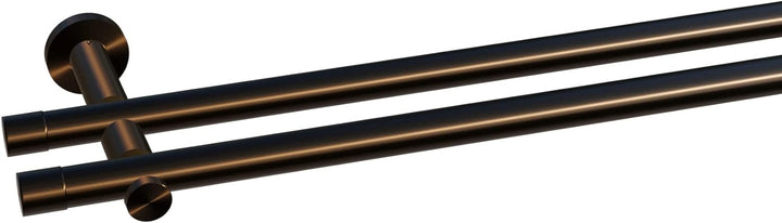 Tilldekor Gardinenstange HIGH-LINE ANDRAX, braun-antik, Ø 20 mm,2-Lauf, 120 cm, inkl. Trägern und En