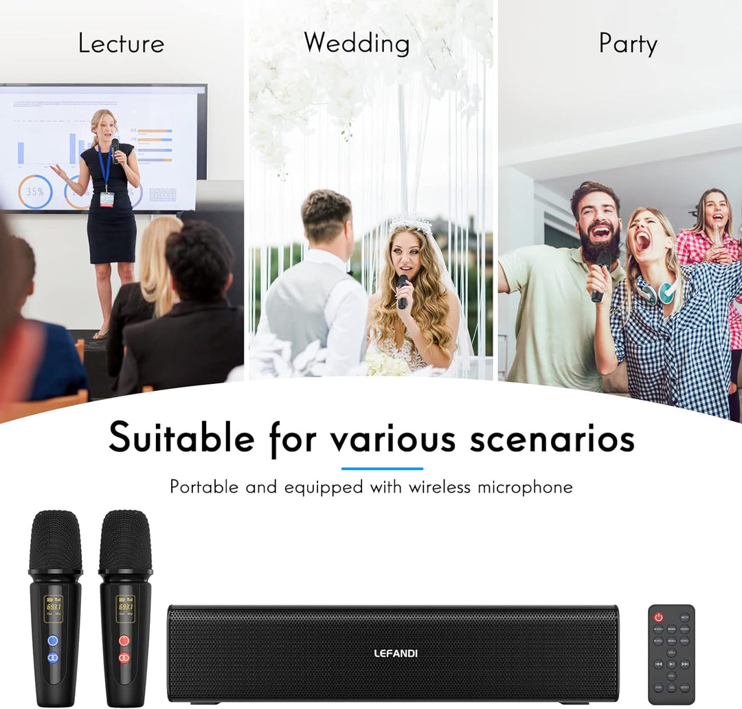 LEFANDI Karaoke Mikrofon Bluetooth,Karaoke Anlage mit 2 Mikrofonen,Portatile Karaoke Maschine mit 2