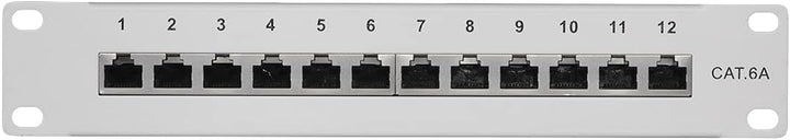 LogiLink Professional Cat.6A (500 MHz) Patchpanel - Verteilerfeld, 10", STP (geschirmt) 12-Port (RJ4