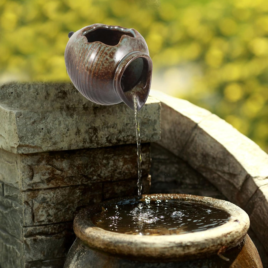 VANZACK Gartenbrunnen Im Freien Wasserspeier Für Teich Wasserspiel Pumpe DIY-Keramiktopf-Dekoration