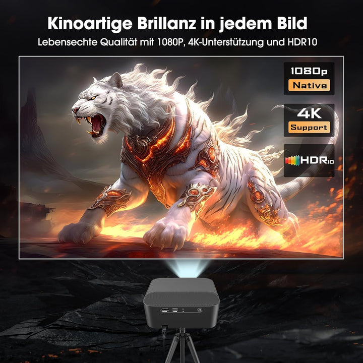 Nigecue Beamer 4K [Netflix Official & Dolby Audio], Autofokus/Auto Trapezkorrektur 30000L WiFi6 Blue