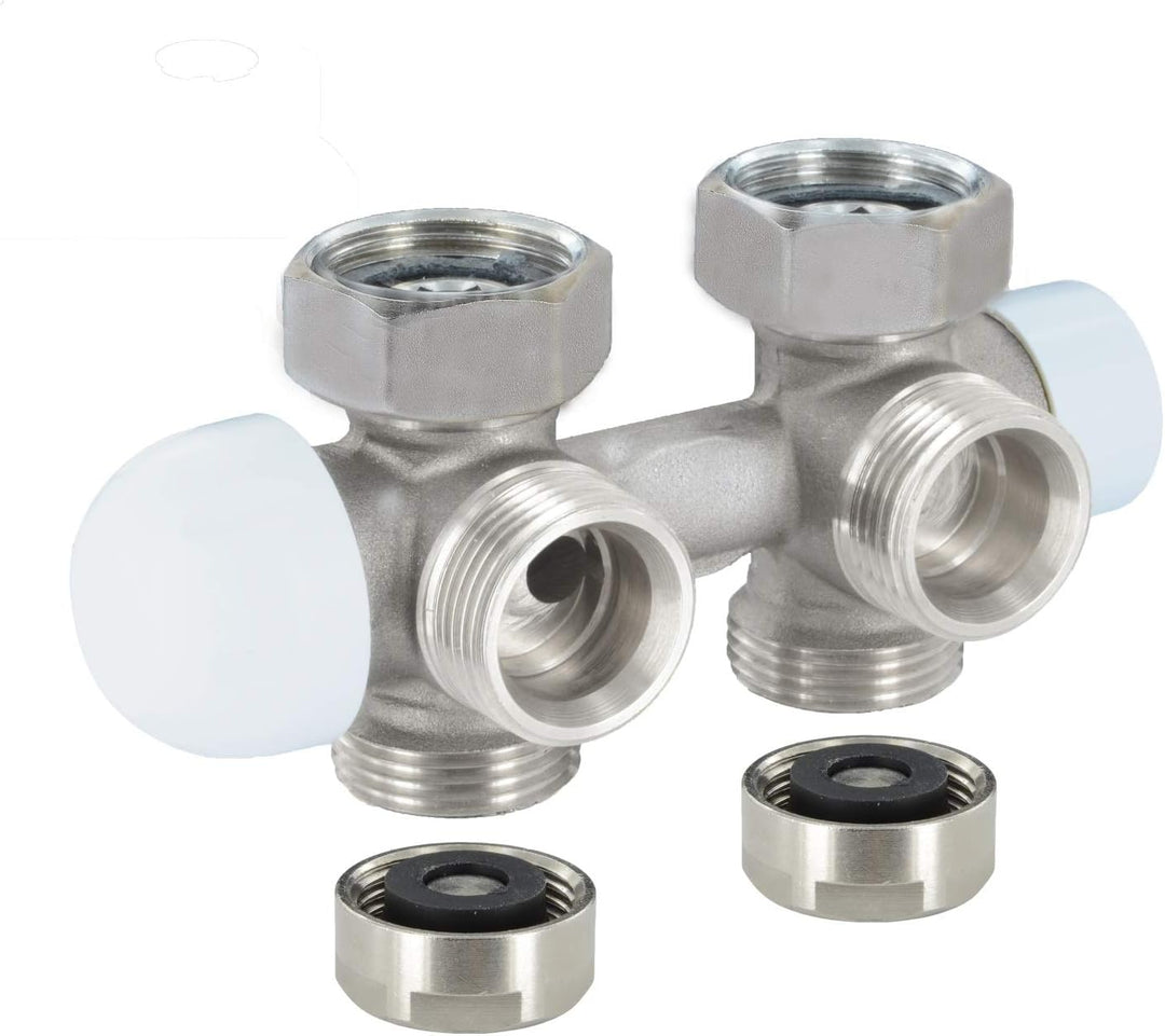 Mittenanschlussgarnitur Multiblock-Set inkl. Thermostatkopf und Blende in Weiss Weiss, Weiss