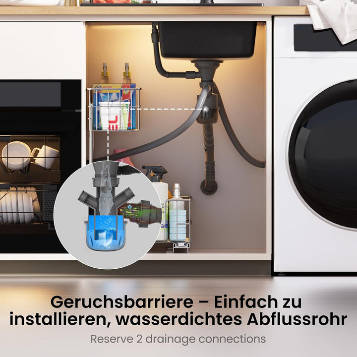 CECIPA Küchenspüle Schwarz 78 x 45 cm mit Wasserhahn Ausziehbar, Spüle Küche, Granitspüle ab 45 cm b