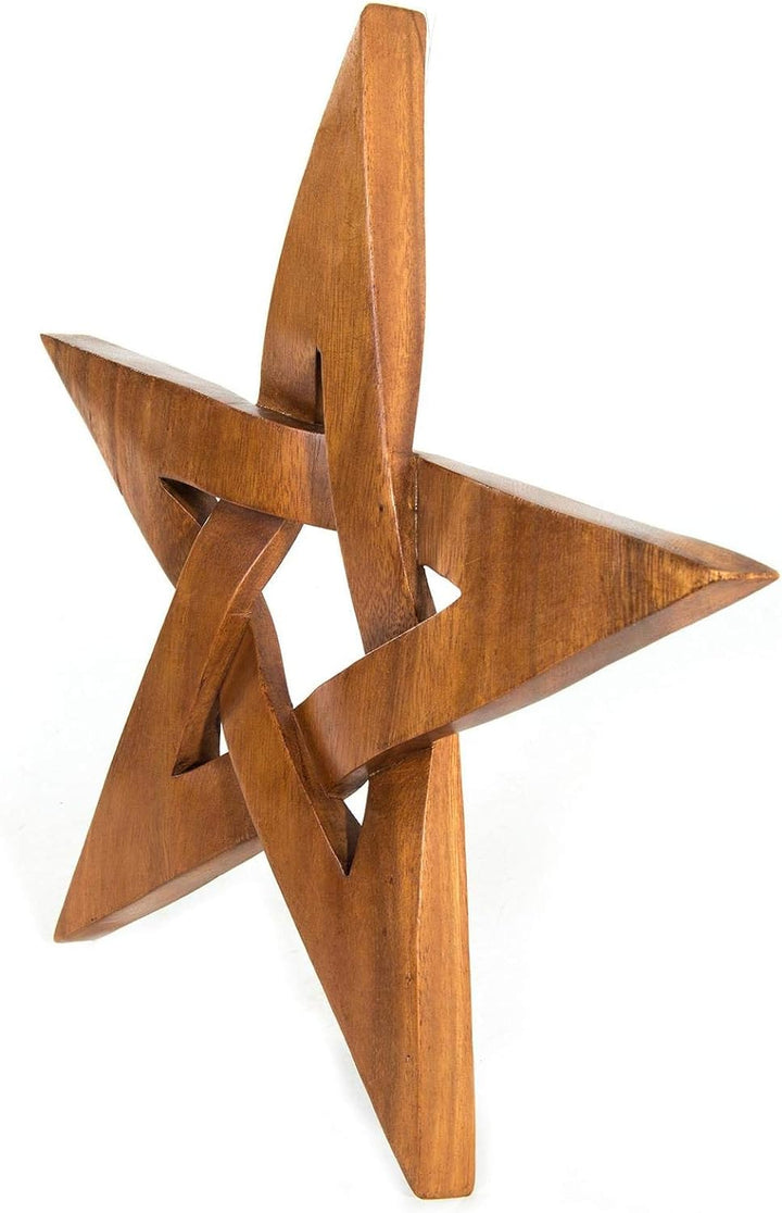 Windalf Schutzzeichen Holzbild Penta 28 cm Glücks & Wunsch Symbol Wanddeko Handarbeit aus Holz