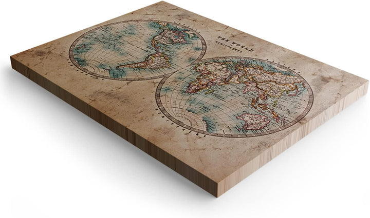 PICANOVA Weltkarte Hemisphären 90x60cm - Premium-Leinwand-Kunstdruck - Leinwand-Druck-Wand-Kunst-Dek