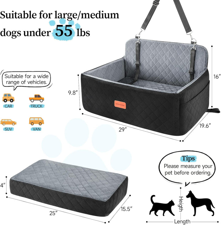 Hunde autositz für mittlerer/grosse Hunde, Hundeautositz für mittlerer oder 2 kleine Hund, Abnehmbar