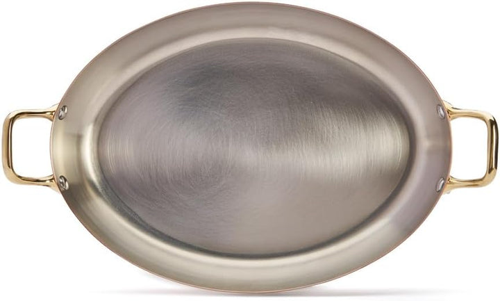 DE BUYER 6451.32 Ovale Auflaufform, Kupfer/Edelstahl, 2 A, Messing, 32 cm, Rich Copper 39,5 x 23,2 x
