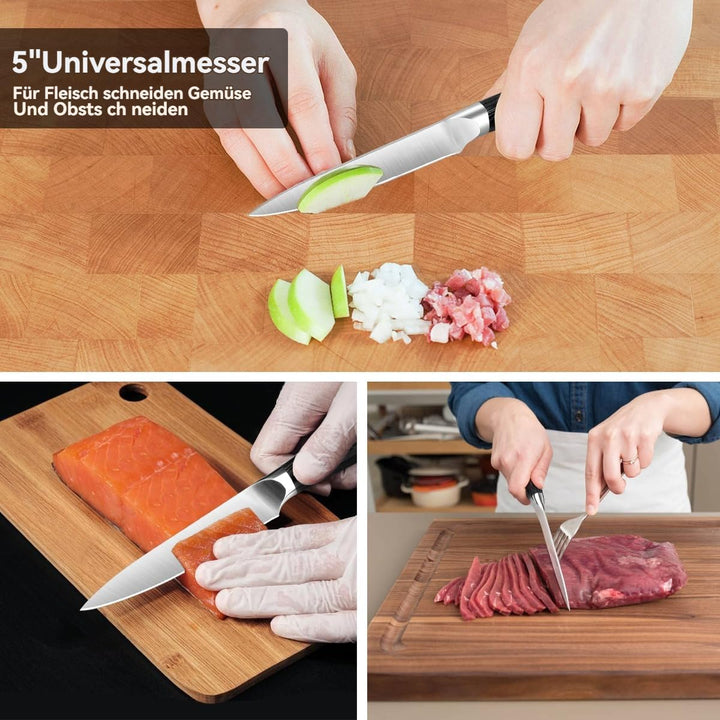 Messerset 2 pcs, Profi Universalmesser 13 cm und Scharfes Schälmesser 9 cm aus Deutschem EN1.4116 Ed