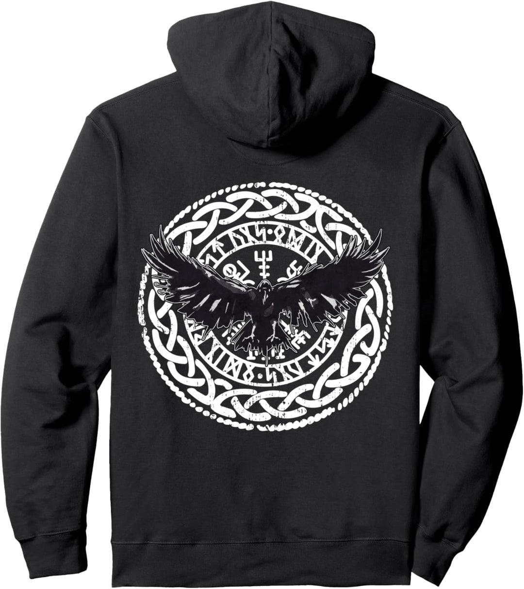 Viking Vikings Nordischer Vegvisir-Kompass Rabe Vogel Pullover Hoodie