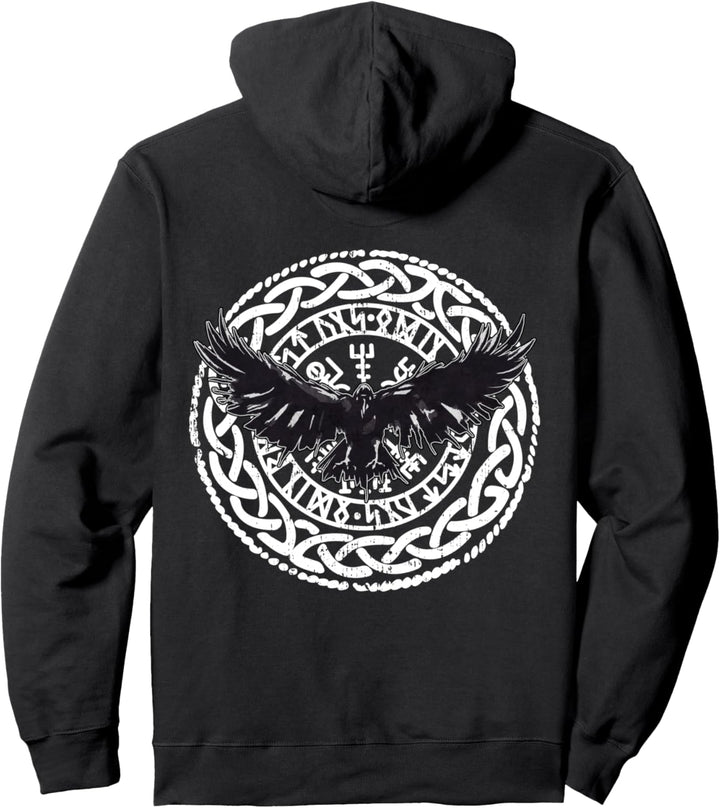 Viking Vikings Nordischer Vegvisir-Kompass Rabe Vogel Pullover Hoodie