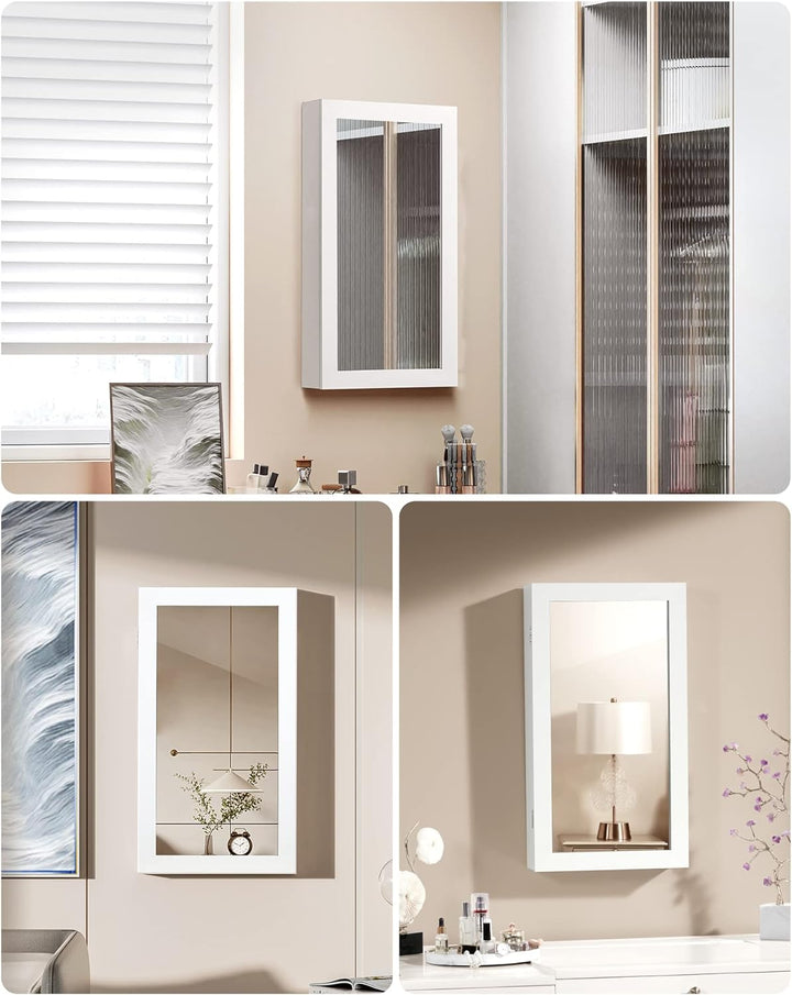 SONGMICS Schmuckschrank, Spiegelschrank, Hängeschrank, abschliessbarer Wandschrank, platzsparender S