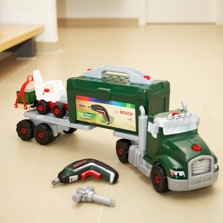 Theo Klein 8640 Bosch Schraubtruck Spiel-Set mit Ixolino I Konstruktions-Spielzeug mit Werkzeug, Gab