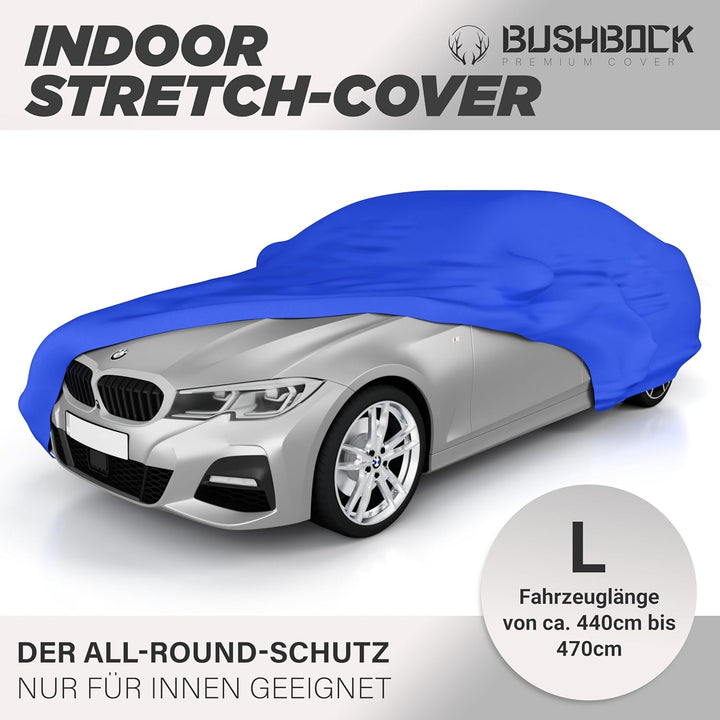 BUSHBOCK® Premium Autoabdeckung Indoor - Satin Schutzhülle Stoff - Abdeckplane Autoplane Autogarage