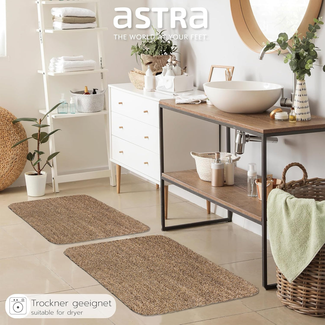 Schmutzfangmatte innen waschbar 2er Set 40x60 cm – Sauberlaufmatte beige 100% Baumwolle Türmatte - E
