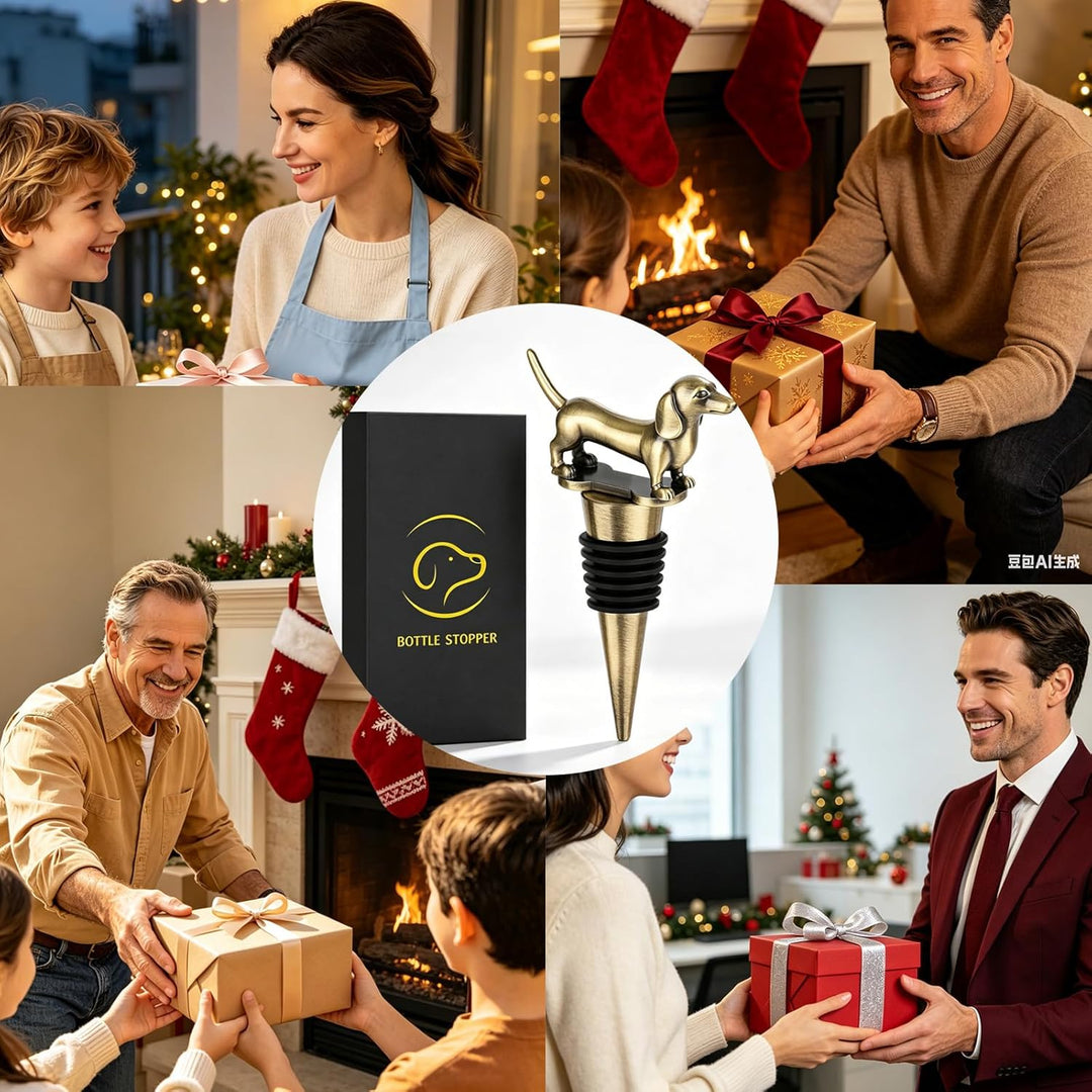 LKKCHER Dackel Weinflaschenverschluss, Dackel Geschenke, Dackel Deko Geburtstagsgeschenk Weingeschen