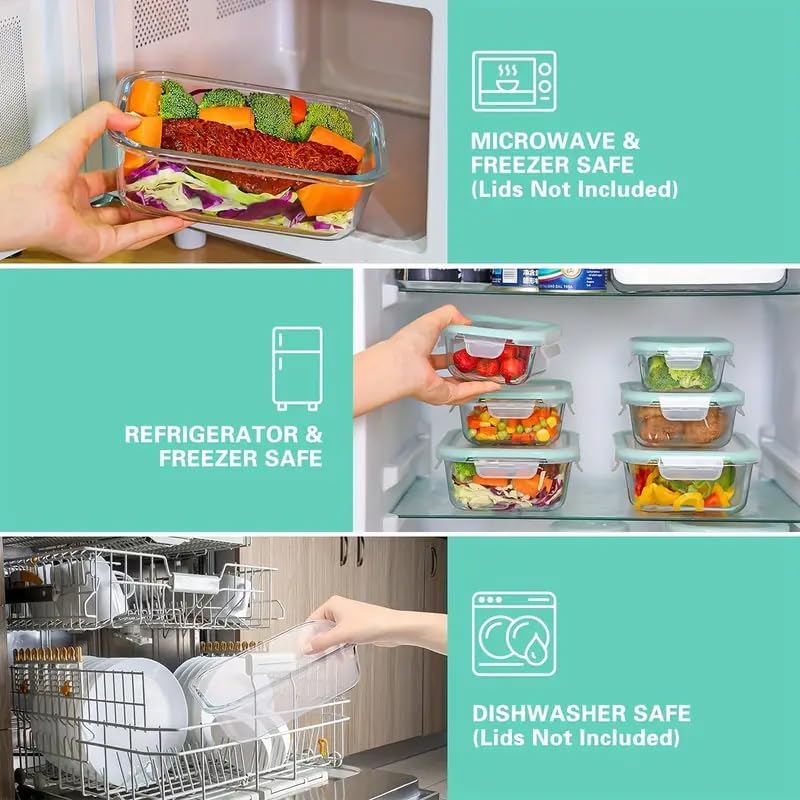 Familien-Set Meal Prep Boxen – 370-640-1040-1520ml Frischhaltedosen Glas Mit Deckel Blau | Mikrowell