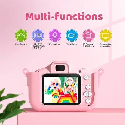 XINGGANG Kinderkamera, Kinder Kamera 1080P 2,0-Zoll-Bildschirm Kamera Kinder mit 32GB SD-Karte Selfi