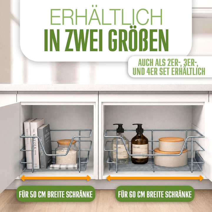 KESSER® Teleskopschublade 60 cm ✓ Küchenschublade ✓ Küchenschrank ✓ Korbauszug ✓ Schrankauszug ✓ Vol