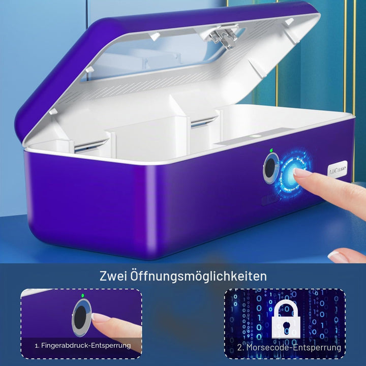 AICase AICase Aufbewahrungsbox für biometrische Fingerabdrücke, tragbar, für Bargeld, Schmuck, Siche