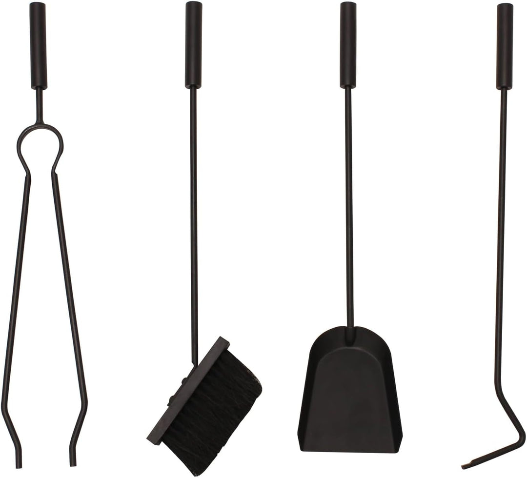 JVL Lambeth modernes Kaminbesteck Arch Werkzeug Set, Stahl, schwarz, 23 x 14 x 66 cm, 4 Stück