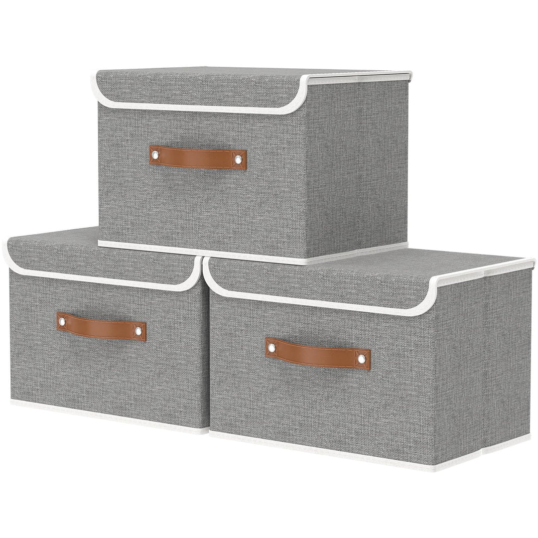 OUTBROS 3 Stück Aufbewahrungsboxen mit Deckel, 45 x 30 x 30 cm, faltbare Stoffboxen, Aufbewahrungskö