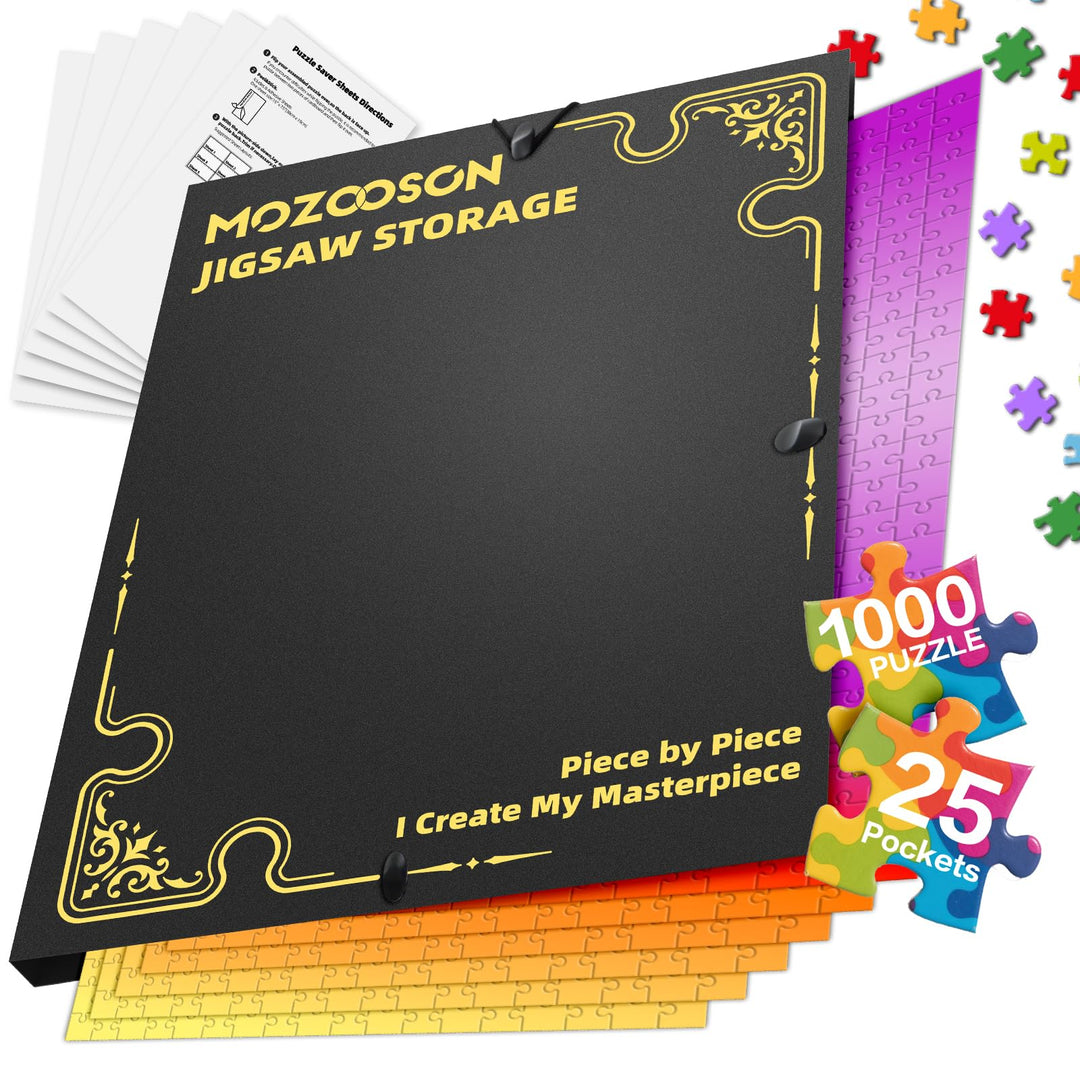 MOZOOSON Puzzle Aufbewahrung, Puzzle Organizer für 1000 Teile Zubehör Tragbar mit 25 Taschen, Grösse