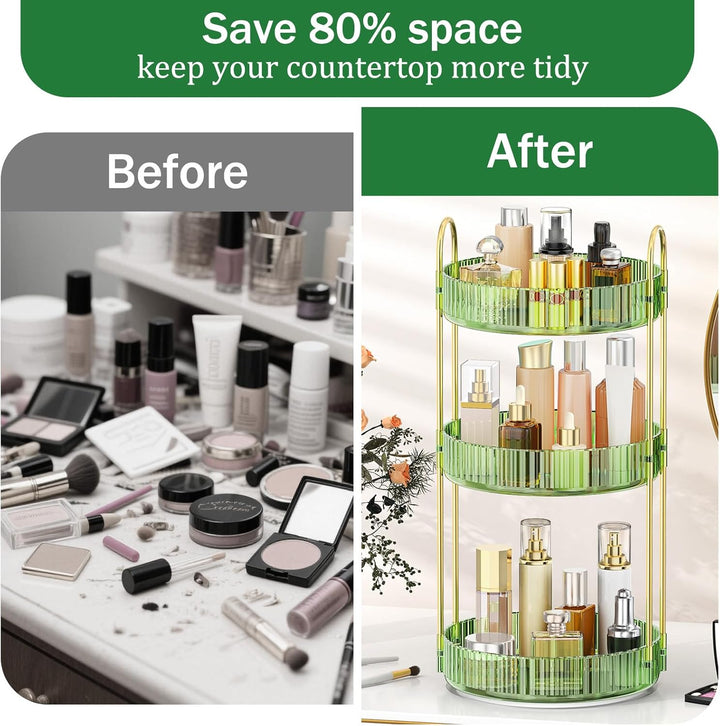 MOKANI Make Up Kosmetik Organizer, 360° Dreh Schmink Organizer, 3 Ebenen, Multifunctional Makeup Ski